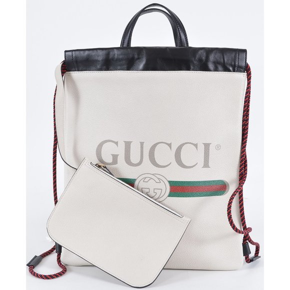 New Gucci Kids JUNIOR Logo Print Pebbled Leather Backpack Purse W/Pouch - Picture 1 of 12